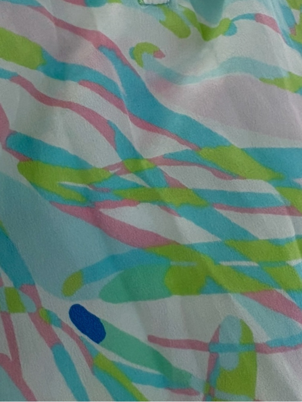 Lilly Pulitzer Elsa Silk Tunic Med Pink Blue Abstract Palm Smocked Button Resort - Picture 7 of 8